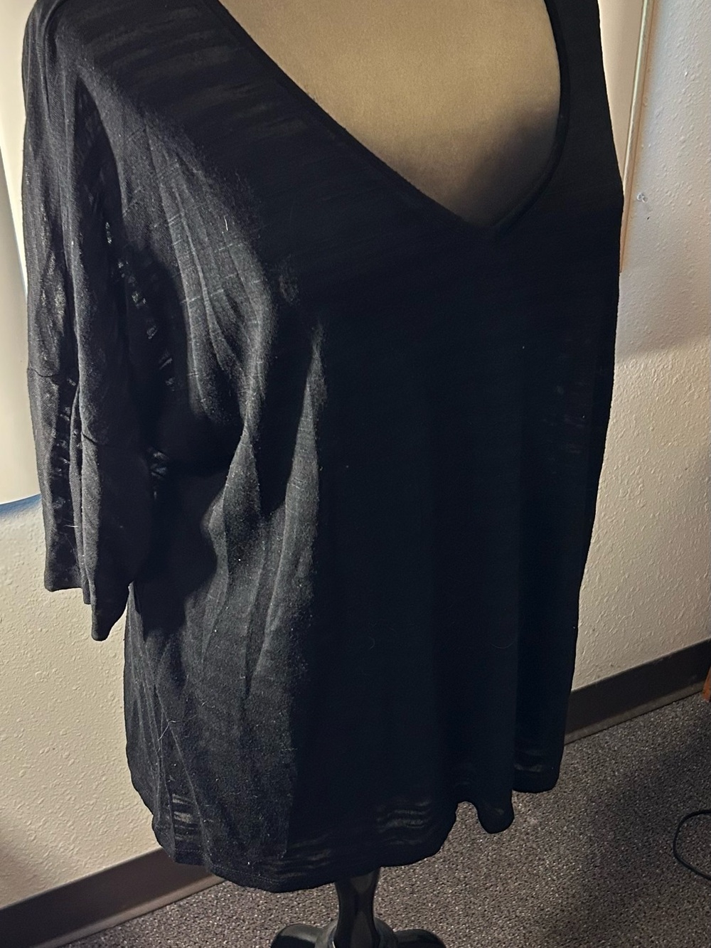Catherines Black V-Neck burnout tunic length top